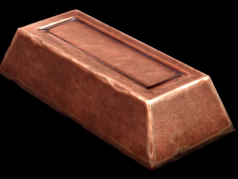 Copper Ingot Metal Bar Industrial Craft Forge Resource 3D Model