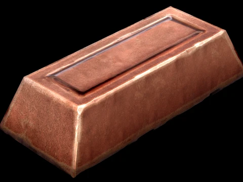 Copper Ingot Metal Bar Industrial Craft Forge Resource 3D Model