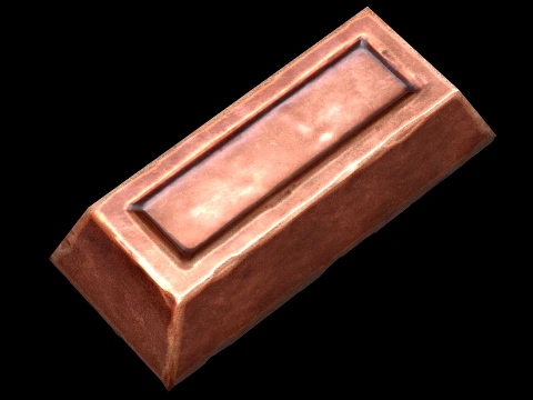 Copper Ingot Metal Bar Industrial Craft Forge Resource 3D Model