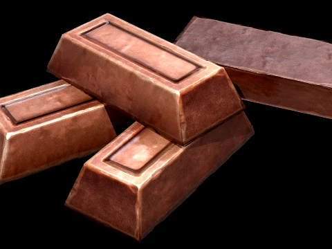 Copper Ingot Metal Bar Industrial Craft Forge Resource 3D Model