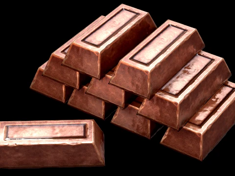 Copper Ingot Metal Bar Industrial Craft Forge Resource 3D Model