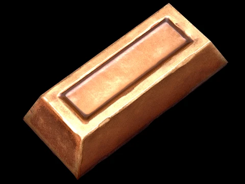 Bronze Ingot Metal Bar Industrial Craft Forge Resource 3D Model
