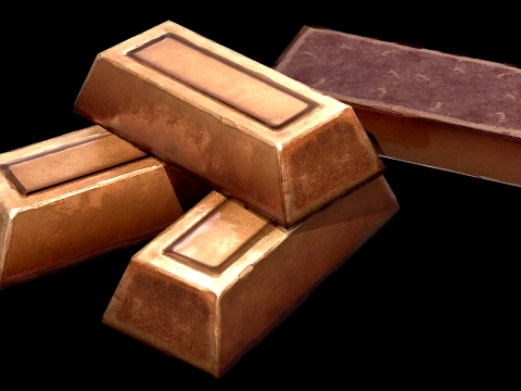 Bronze Ingot Metal Bar Industrial Craft Forge Resource 3D Model