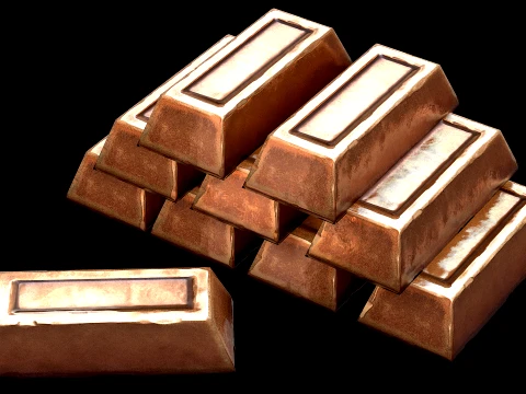Bronze Ingot Metal Bar Industrial Craft Forge Resource 3D Model