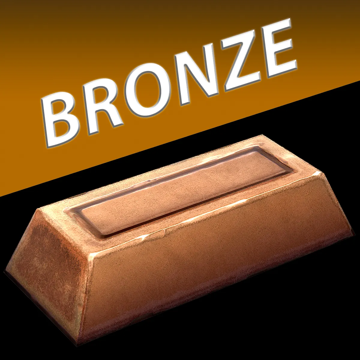 Bronze Ingot Metal Bar Industrial Craft Forge Resource 3D Model .c4d .max .obj .3ds .fbx .stl .blend 