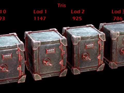 Stylized Safe Furniture Bank Gold Bar Silver Ingot 3D Model