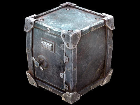 Stylized Safe Furniture Bank Gold Bar Silver Ingot 3D Model