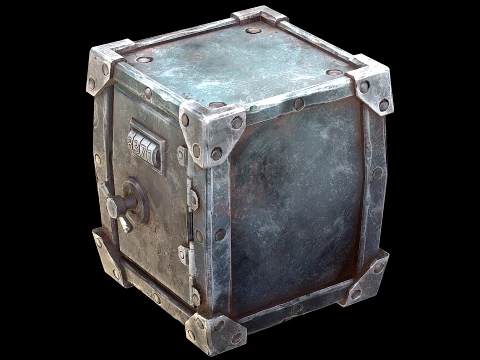 Stylized Safe Furniture Bank Gold Bar Silver Ingot 3D Model