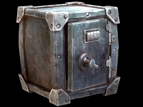 Stylized Safe Furniture Bank Gold Bar Silver Ingot 3D Model