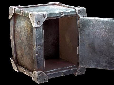 Stylized Safe Furniture Bank Gold Bar Silver Ingot 3D Model
