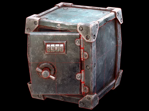 Stylized Safe Furniture Bank Gold Bar Silver Ingot 3D Model