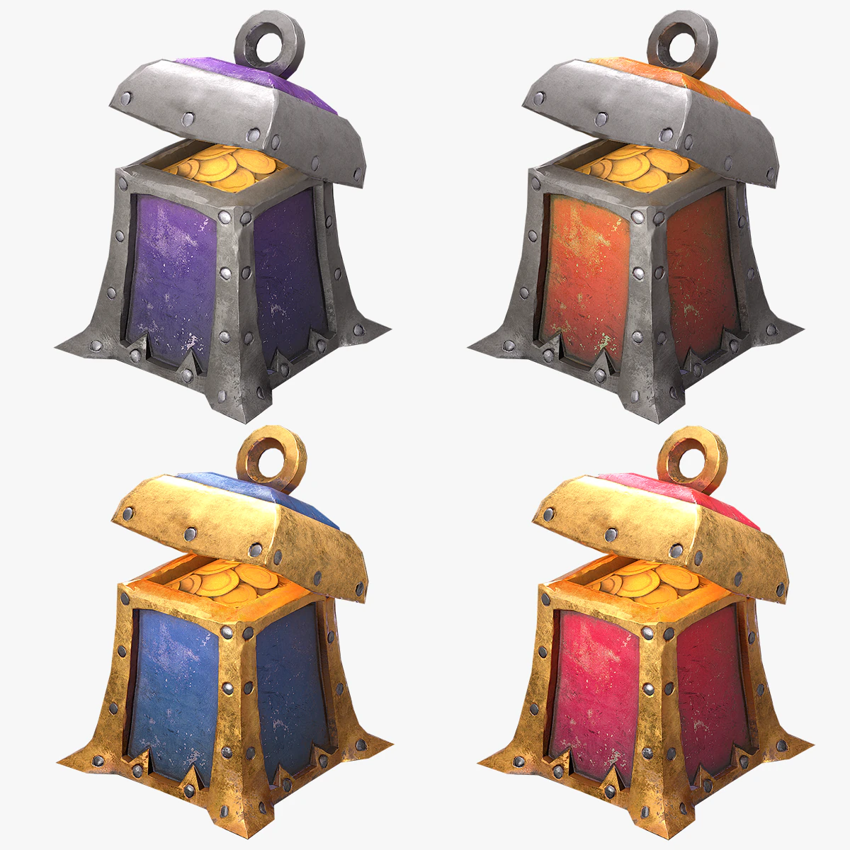 stylized chest 3D Model .c4d .max .obj .3ds .fbx .stl .blend 