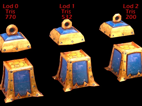 Stylized Chest Gold Coins Treasure Pirate Furniture 3D Model