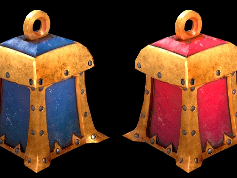 Stylized Chest Gold Coins Treasure Pirate Furniture 3D Model