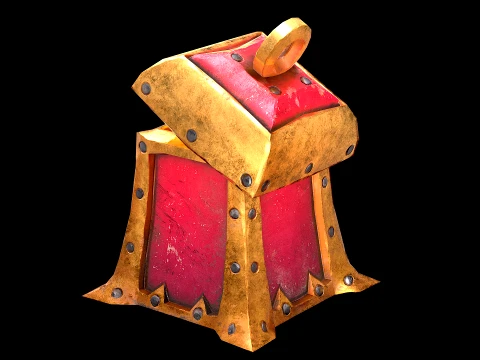 Stylized Chest Gold Coins Treasure Pirate Furniture 3D Model