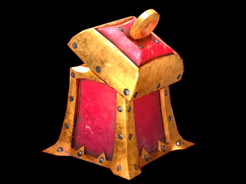 Stylized Chest Gold Coins Treasure Pirate Furniture 3D Model