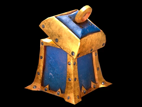 Stylized Chest Gold Coins Treasure Pirate Furniture 3D Model
