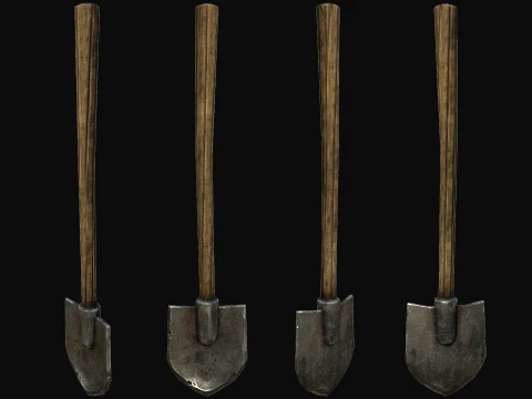 Wooden Shovel Excavation Farmers Tool 3D Model
