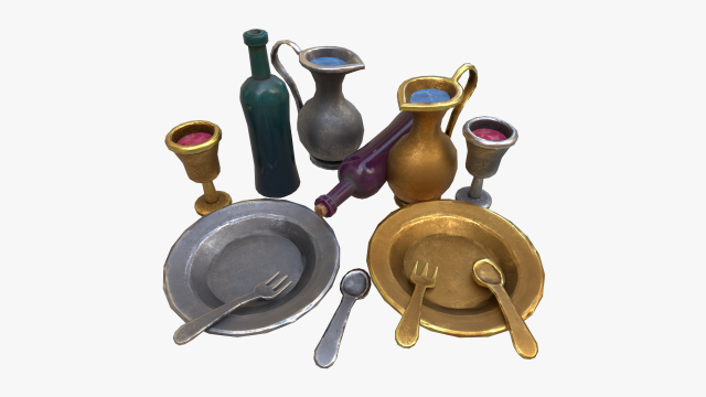 stylaized dishes 3D Model .c4d .max .obj .3ds .fbx .stl .blend 