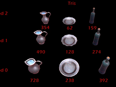 Stylaized Dishes Kitchen Utensils Drinking in a Tavern 3D Model