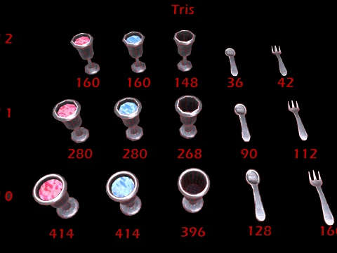 Stylaized Dishes Kitchen Utensils Drinking in a Tavern 3D Model