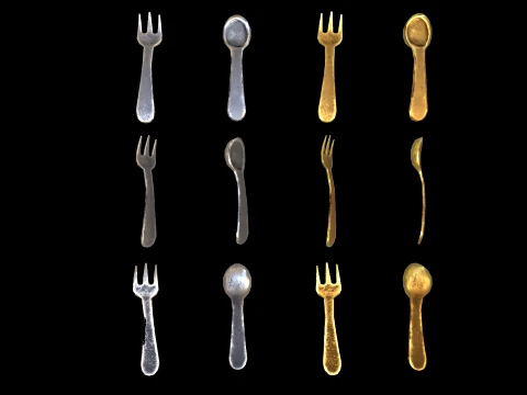 Stylaized Dishes Kitchen Utensils Drinking in a Tavern 3D Model