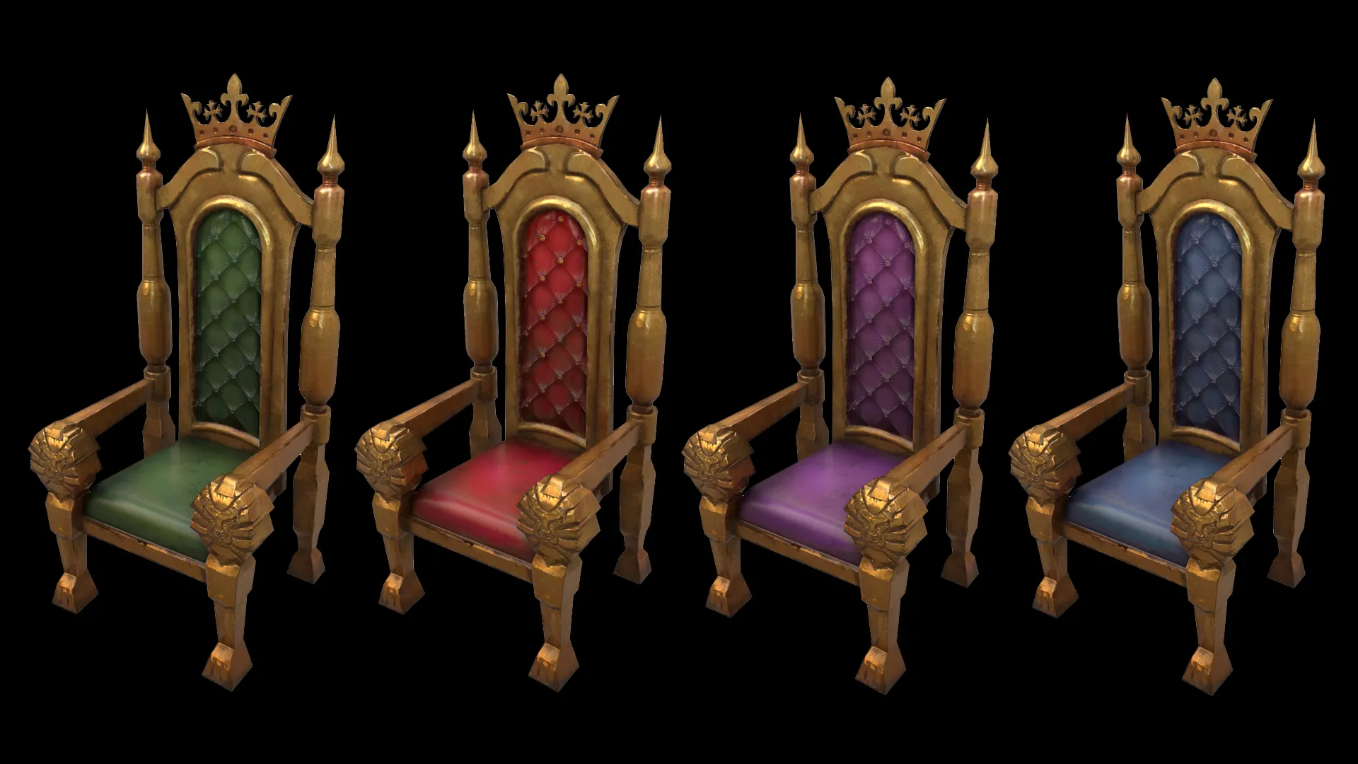 Stylized Throne Medieval Royal Armchair Furniture 3D Model .c4d .max .obj .3ds .fbx .stl .blend 