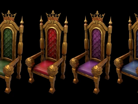 Gestileerde troon middeleeuwse koninklijke fauteuil meubilair 3D Model