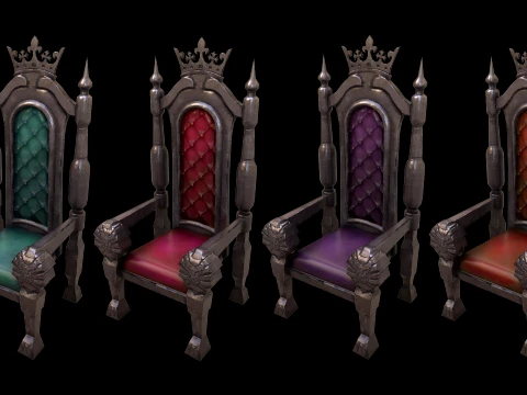 Stylized Throne Medieval Royal Armchair Furniture 3D Model