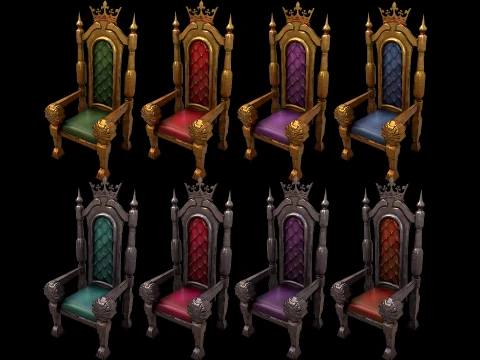 Stylized Throne Medieval Royal Armchair Furniture 3D Model