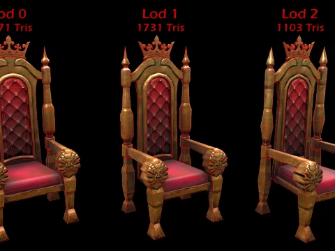 Stylized Throne Medieval Royal Armchair Furniture 3D Model