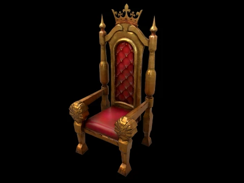 Stylized Throne Medieval Royal Armchair Furniture 3D Model