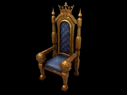 Stylized Throne Medieval Royal Armchair Furniture 3D Model