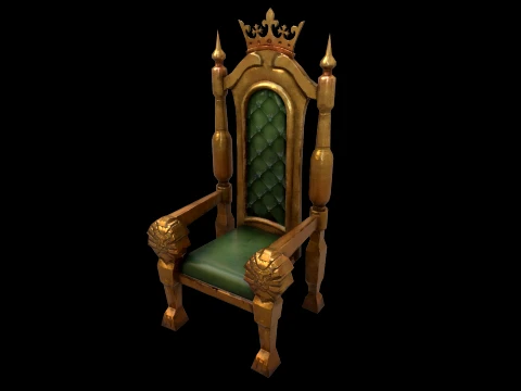 Stylized Throne Medieval Royal Armchair Furniture 3D Model