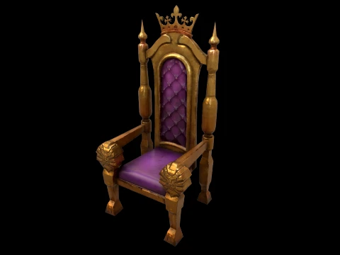 Stylized Throne Medieval Royal Armchair Furniture 3D Model