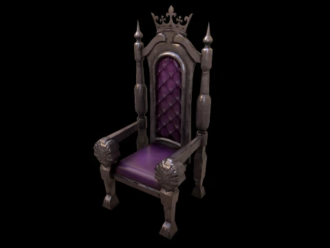 Stylized Throne Medieval Royal Armchair Furniture 3D Model