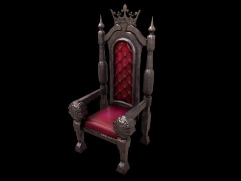 Stylized Throne Medieval Royal Armchair Furniture 3D Model