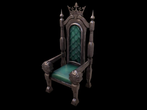 Stylized Throne Medieval Royal Armchair Furniture 3D Model