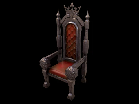 Stylized Throne Medieval Royal Armchair Furniture 3D Model