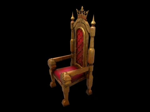 Stylized Throne Medieval Royal Armchair Furniture 3D Model
