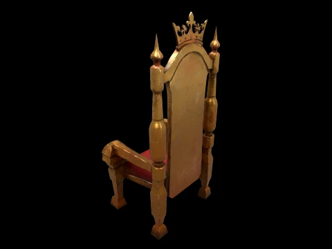 Stylized Throne Medieval Royal Armchair Furniture 3D Model