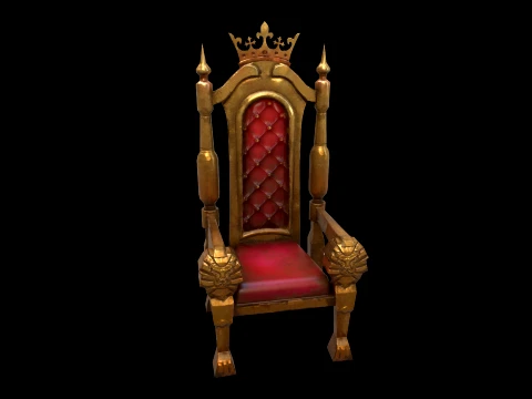 Stylized Throne Medieval Royal Armchair Furniture 3D Model