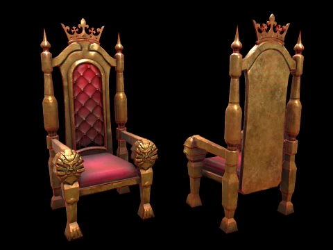 Stylized Throne Medieval Royal Armchair Furniture 3D Model