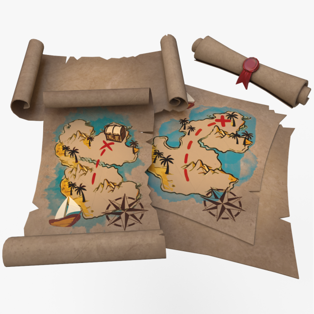 treasure map 3D मॉडल .c4d .max .obj .3ds .fbx .stl .blend 