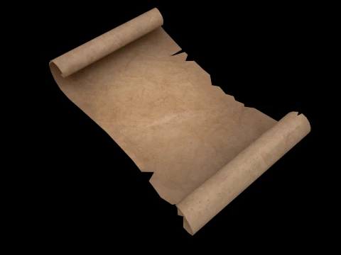 Treasure Pirate Map Roll of Paper Letter With Seal 3D Model