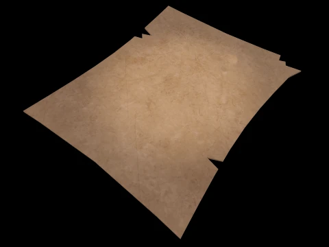 Treasure Pirate Map Roll of Paper Letter With Seal 3D Model