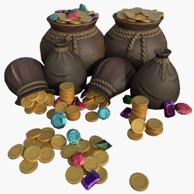 bag of coins Modelo 3D .c4d .max .obj .3ds .fbx .stl .blend 