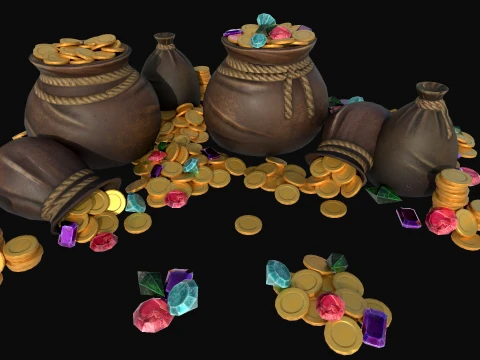Bag of coins 3D Model