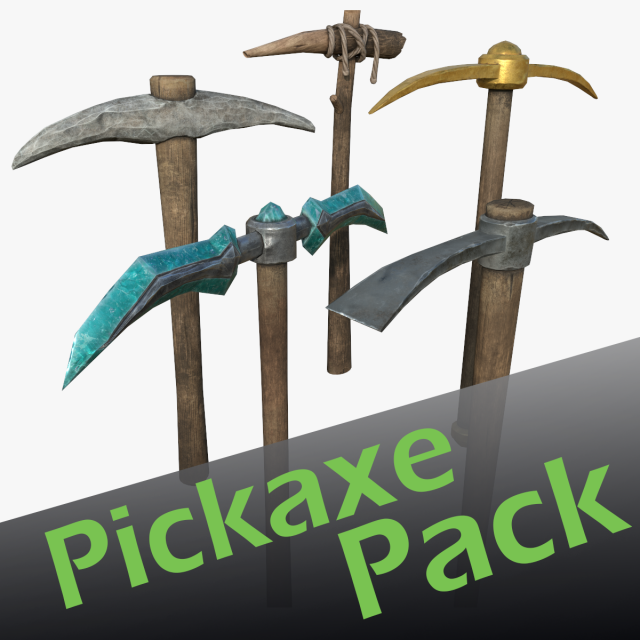 pickaxe pack 3D Model .c4d .max .obj .3ds .fbx .stl .blend 