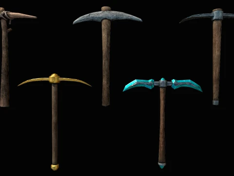 Pickaxe Pack Survival Miner Worker Tool Set 3D Model